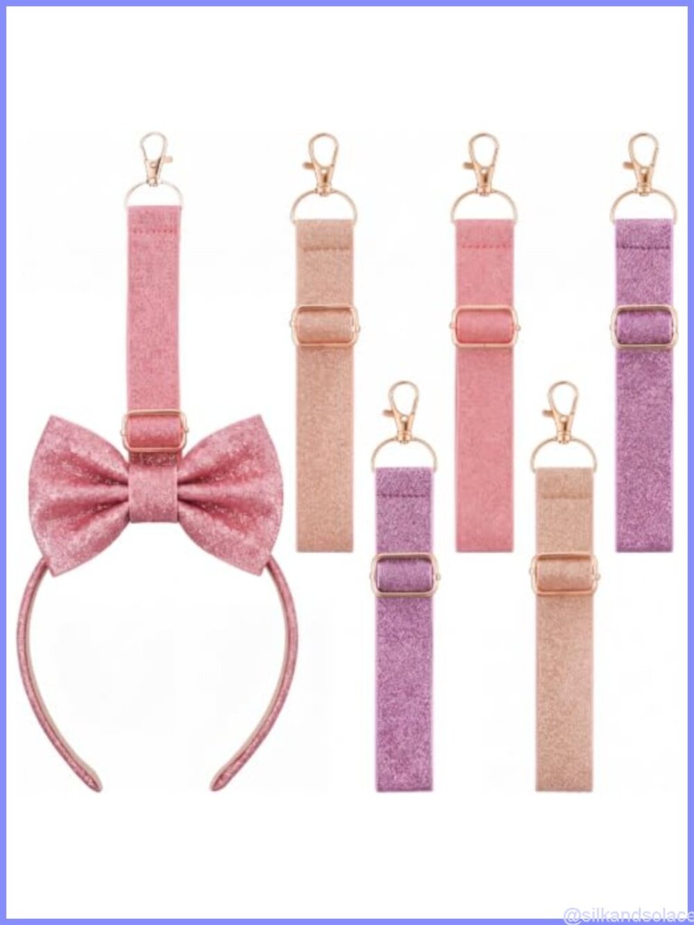 6 Pcs Mouse Ear Headband Holder Lanyard Keychain Bag Charm Trip Essential